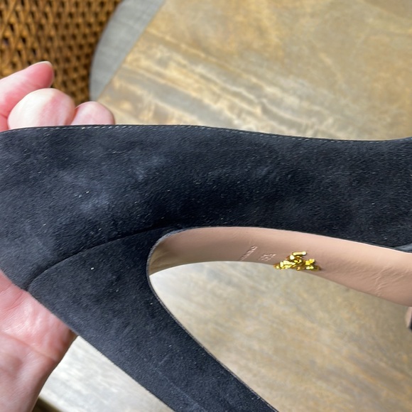 PRADA Black Suede Open Peep Toe Platform High Heel Pumps - Picture 14 of 16